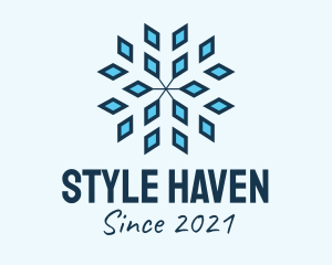 Skiing - Blue Diamond Snowflake logo design