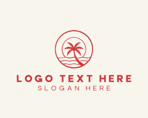 Coconut Tree - Palm Tree Island Resort logo design