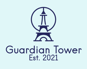 Blue Eiffel Tower  logo design