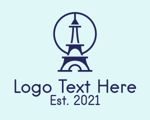 Tourist Spot - Blue Eiffel Tower logo design