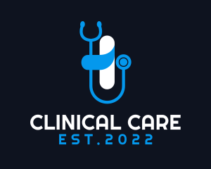 Clinical - Medical Stethoscope Cross logo design