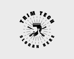 Trim - Barbershop Haircut Shave logo design