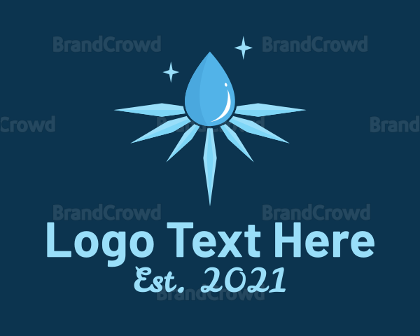 Water Drop Snowflake Logo