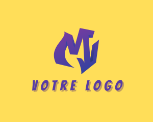 3D Purple Graffiti Letter M  Logo