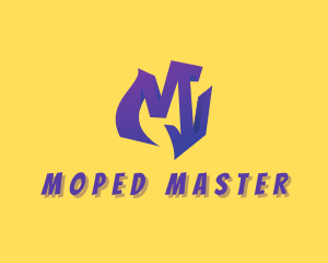 3D Purple Graffiti Letter M  logo design