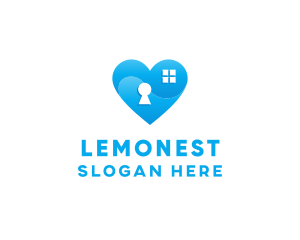 Website - Blue Home Keyhole Heart logo design