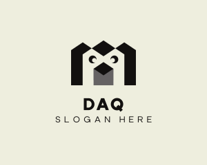 Dog - Geometric Animal Letter M logo design
