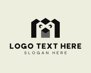 Penguin - Geometric Animal Letter M logo design