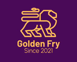 Golden Minimalist Lion logo design