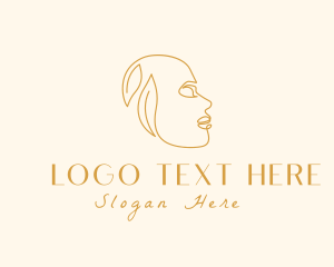 Herb - Monoline Woman Face Leaves logo design