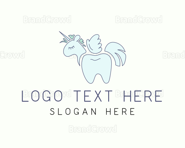 Tooth Unicorn Horse Logo