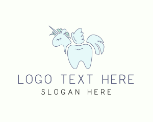 Wing - Tooth Unicorn Horse logo design