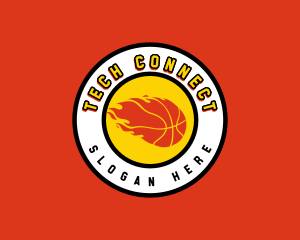 Player - Flaming Basketball Varsity logo design