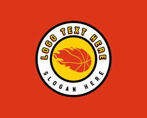 Flaming Basketball Varsity Logo