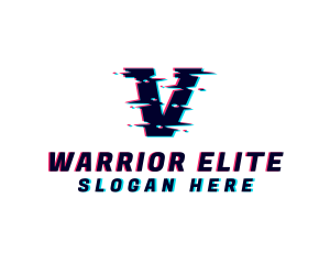 Digital Glitch Letter V Logo