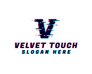 Digital Glitch Letter V logo design