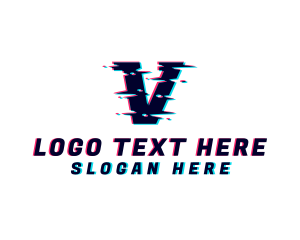 Digital Glitch Letter V Logo