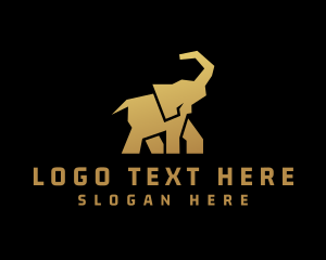 Elephant - Gold Wild Elephant logo design