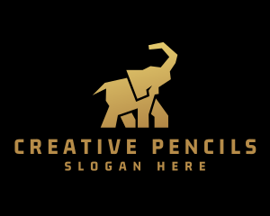 Gold Wild Elephant logo design