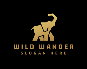 Gold Wild Elephant logo design