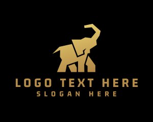 Animal - Gold Wild Elephant logo design