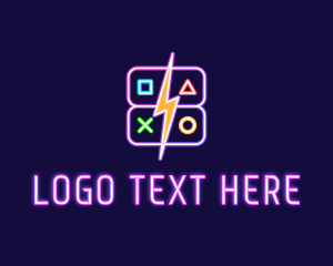 Game Vlog - Neon Gamepad Button Gaming Controller logo design