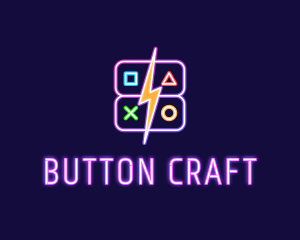 Button - Neon Gamepad Button Gaming Controller logo design