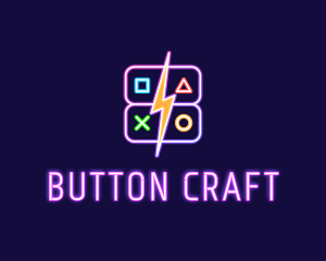 Neon Gamepad Button Gaming logo design