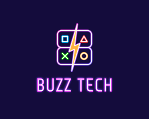 Neon Gamepad Button Gaming logo design