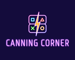 Neon Gamepad Button Gaming logo design