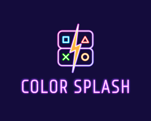 Neon Gamepad Button Gaming logo design