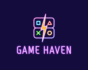 Playstation - Neon Gamepad Button Gaming Controller logo design