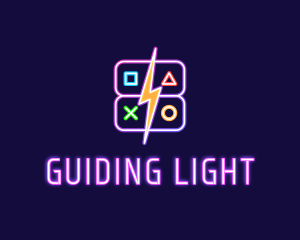 Neon Gamepad Button Gaming logo design