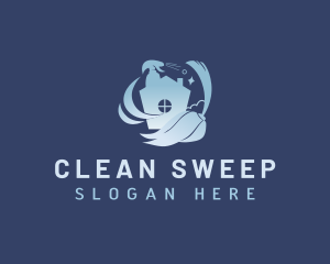 Sweeping - House Broom Sanitation logo design