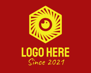 Photgraphy - Yellow Hexagon Camera logo design