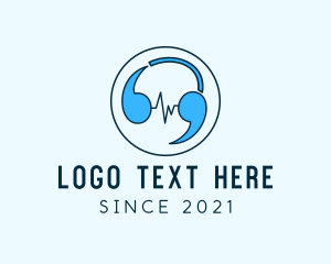 Chatbot - Quote Marks Chat Headphone Podcast logo design