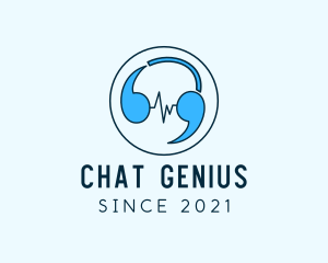 Chatbot - Quote Marks Chat Headphone Podcast logo design