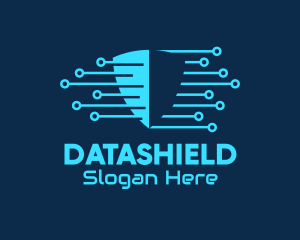 Data - Blue Shield Circuit logo design