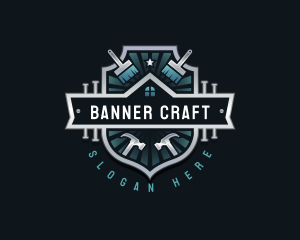 Carpentry Hammer Paintbrush logo design