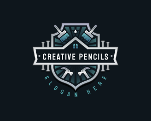 Carpentry Hammer Paintbrush logo design