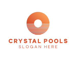 Pool - Sunset Sea Letter O logo design