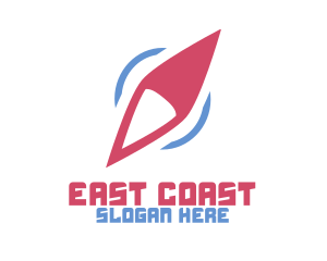 East - Red Compass Needle logo design