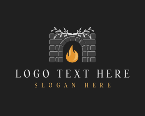 Warm - Brick Fireplace Chimney logo design