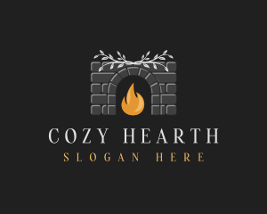 Brick Fireplace Chimney logo design