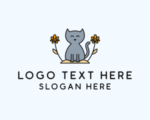 Kitten - Cat Flower Garden logo design