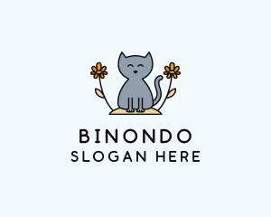 Feline - Cat Flower Garden logo design