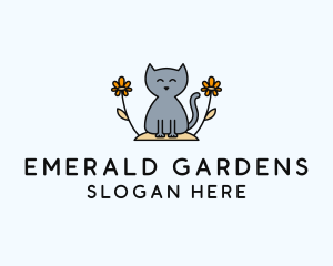 Cat Flower Garden logo design