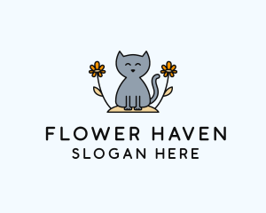 Cat Flower Garden logo design