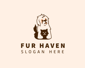 Cute Cat Dog Veterinary logo design