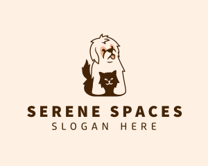 Cute Cat Dog Veterinary logo design